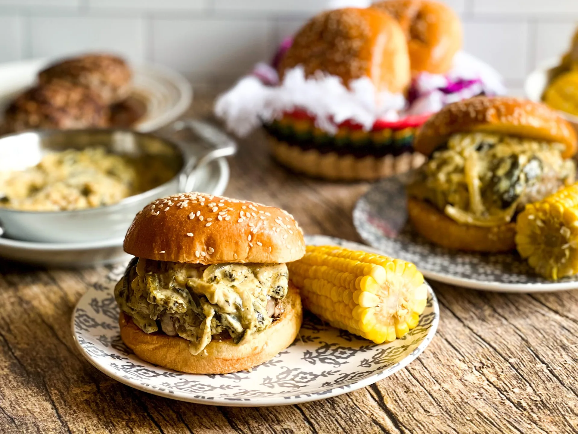 Mexican Veal Burgers with Roasted Poblanos background image