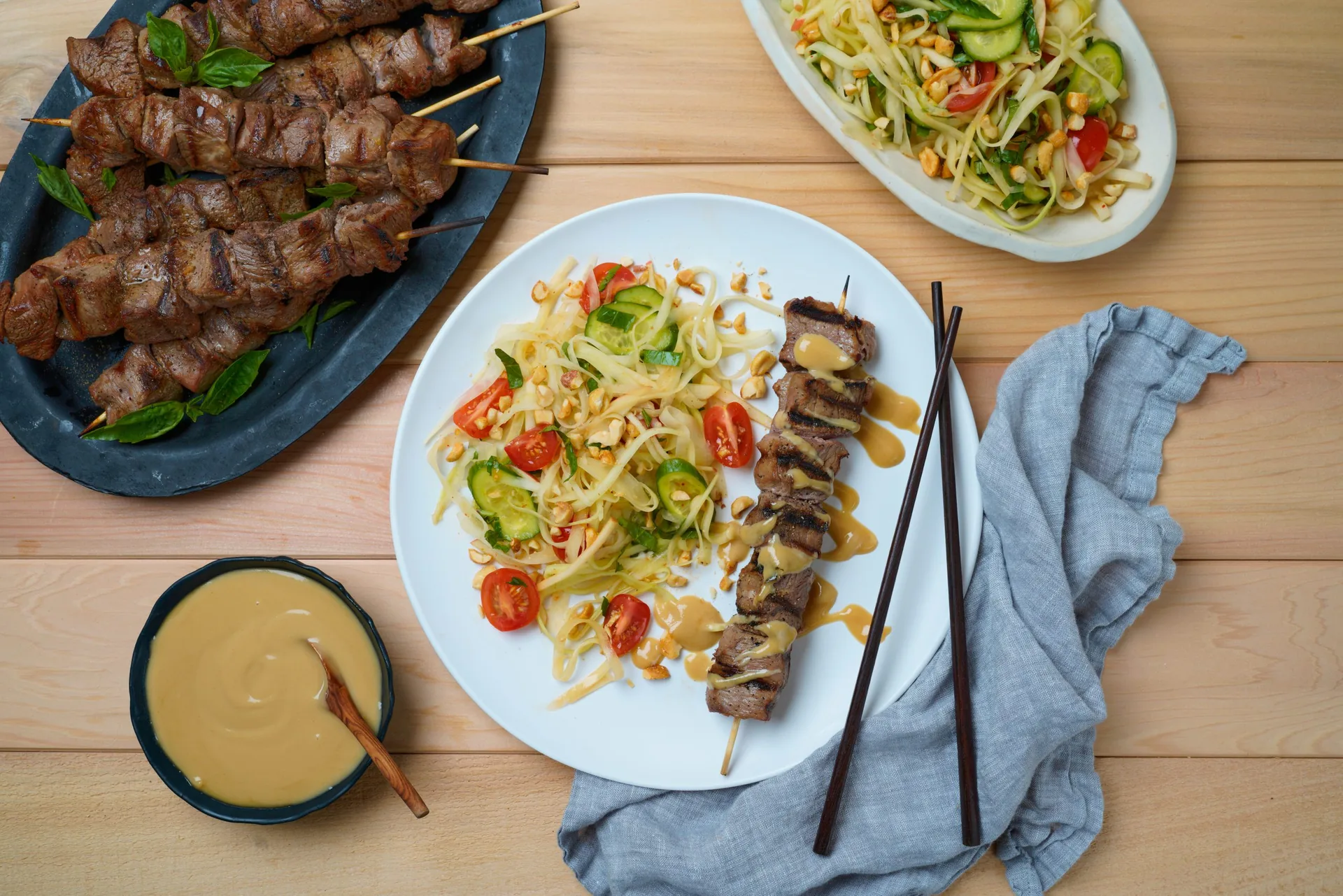 Tahini Satay and Papaya Salad background image