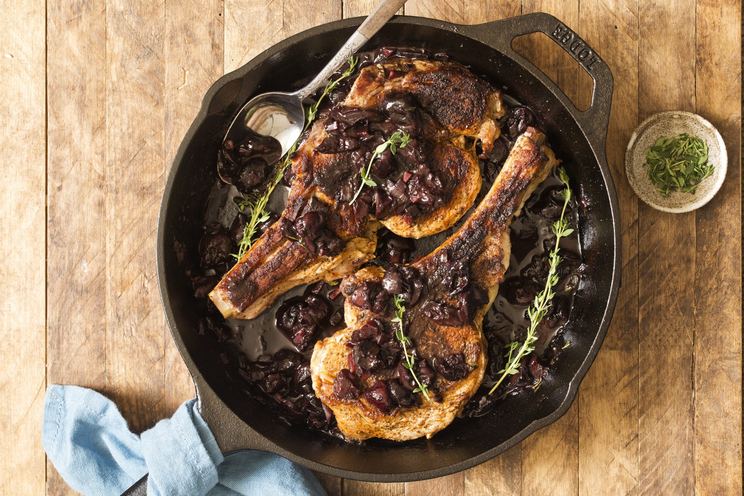 Veal Chops with Red Wine Cherry Sauce