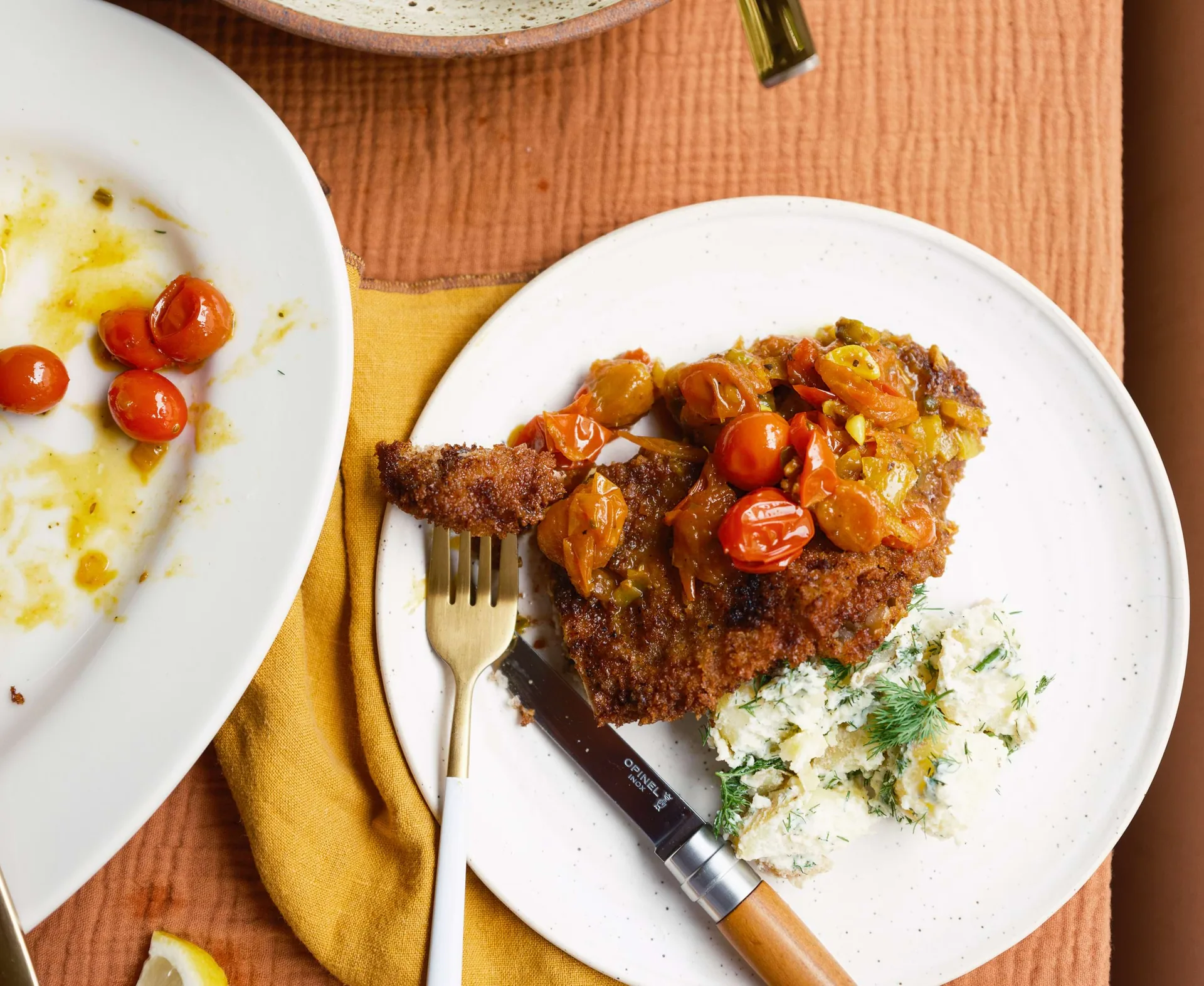 Lemony Schnitzel with a Tomato Chutney