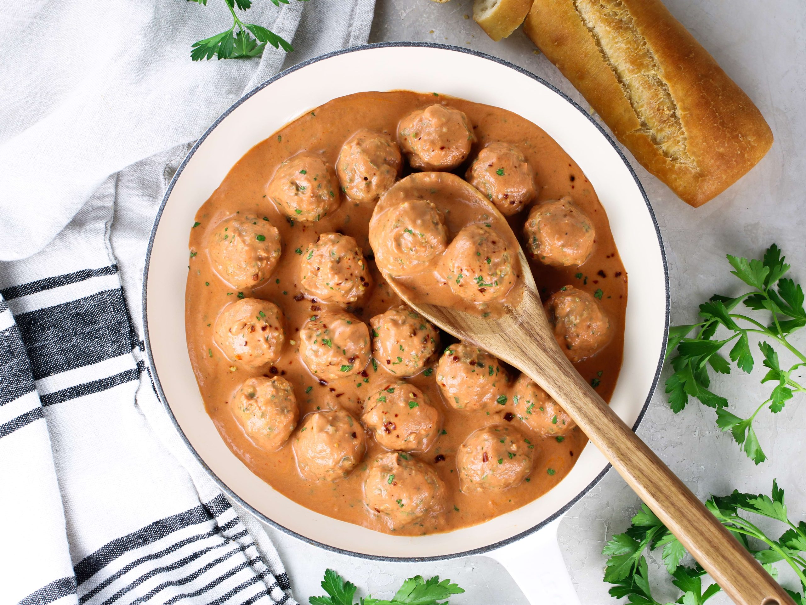 Parmesan Meatballs in a Creamy Tomato Sauce background image